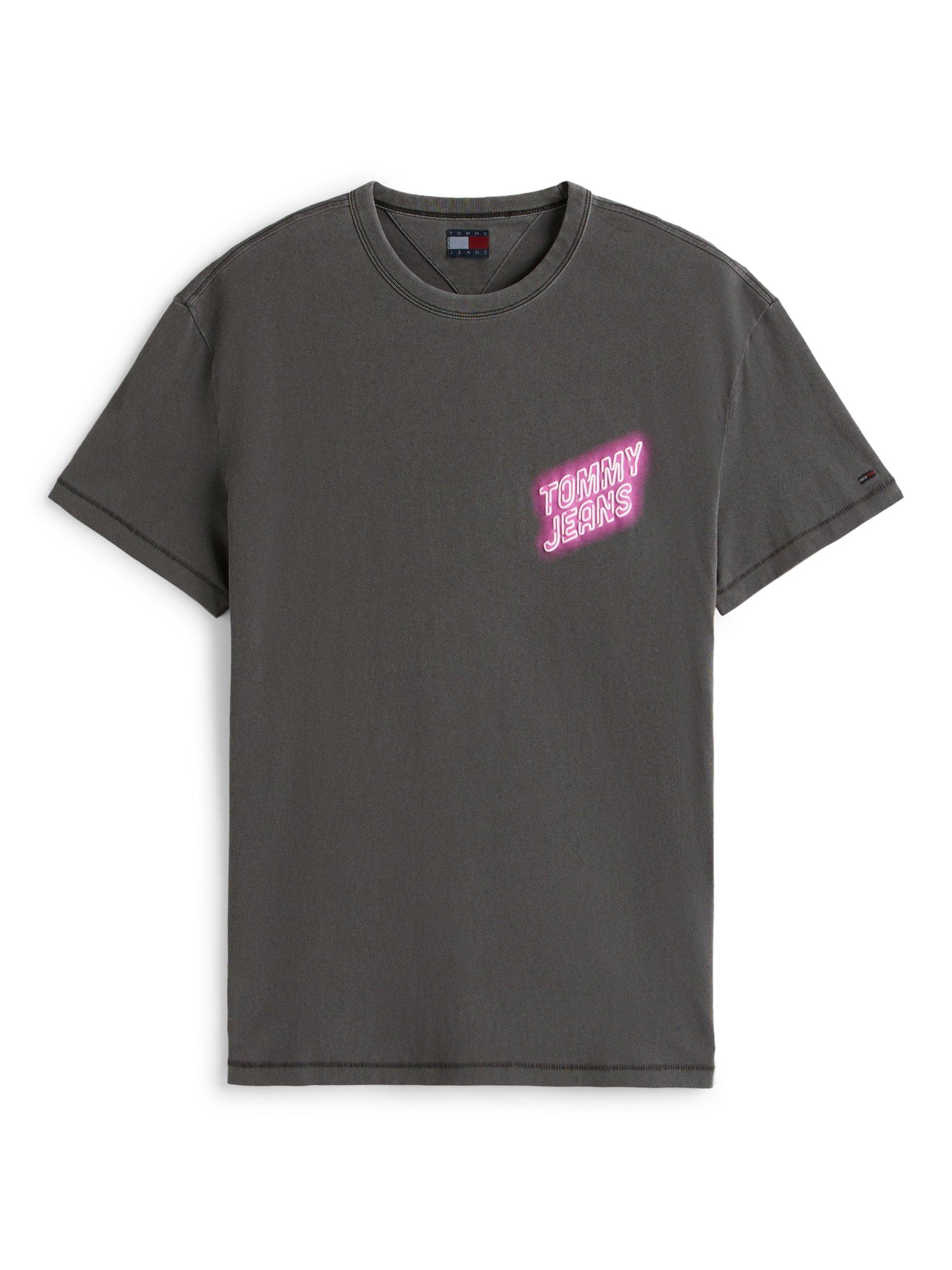Product image 5 of 5, which shows Tommy Jeans Cotton Regular Fit Short Sleeve Graphic Logo T-Shirt, Black/Multi, XS