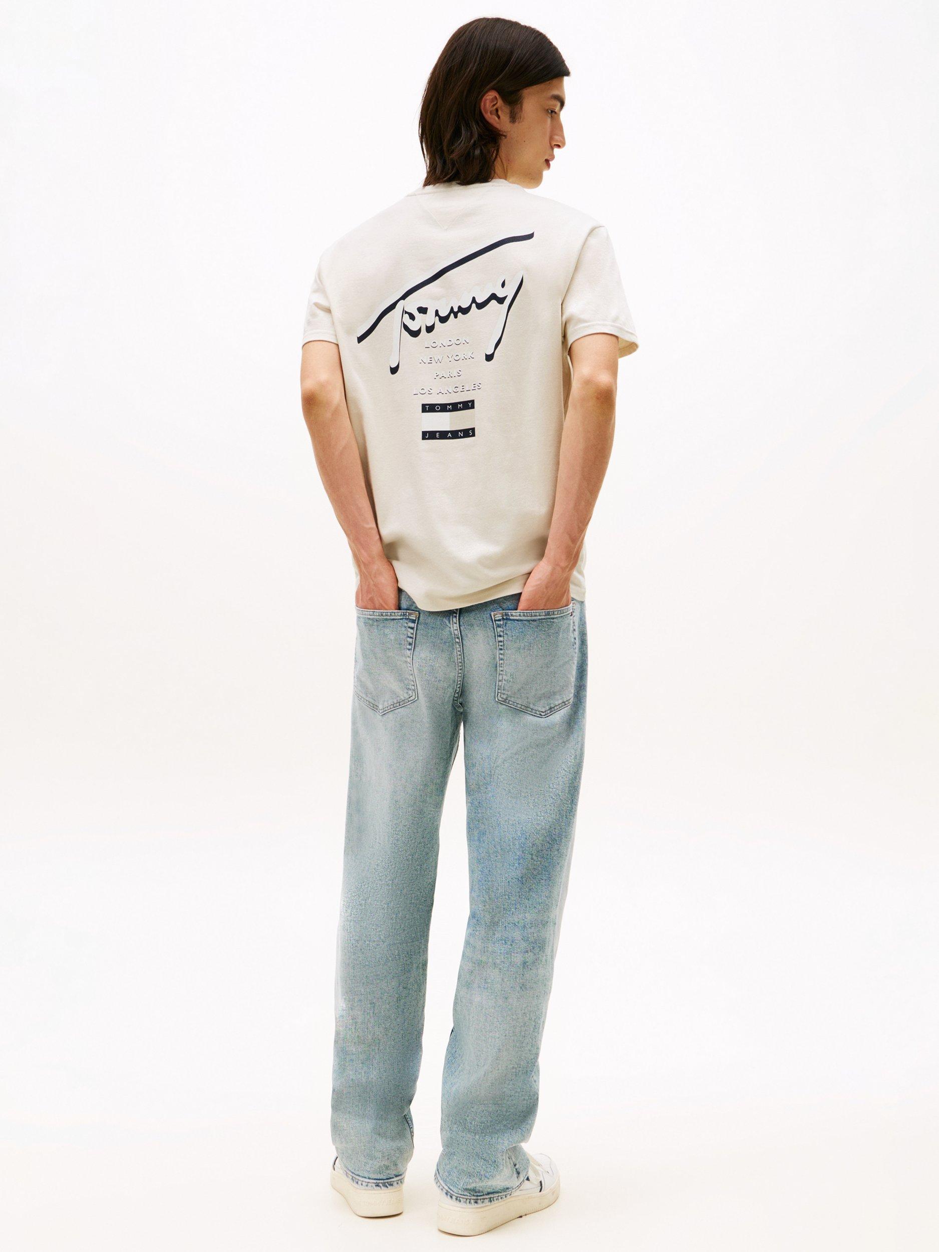 Product image 2 of 5, which shows Tommy Jeans Cotton Regular Fit Short Sleeve Logo T-Shirt, Desert Sand Dune, M