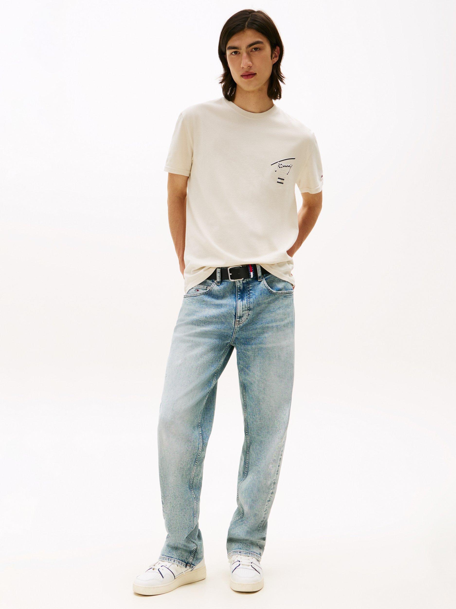 Product image 3 of 5, which shows Tommy Jeans Cotton Regular Fit Short Sleeve Logo T-Shirt, Desert Sand Dune, M