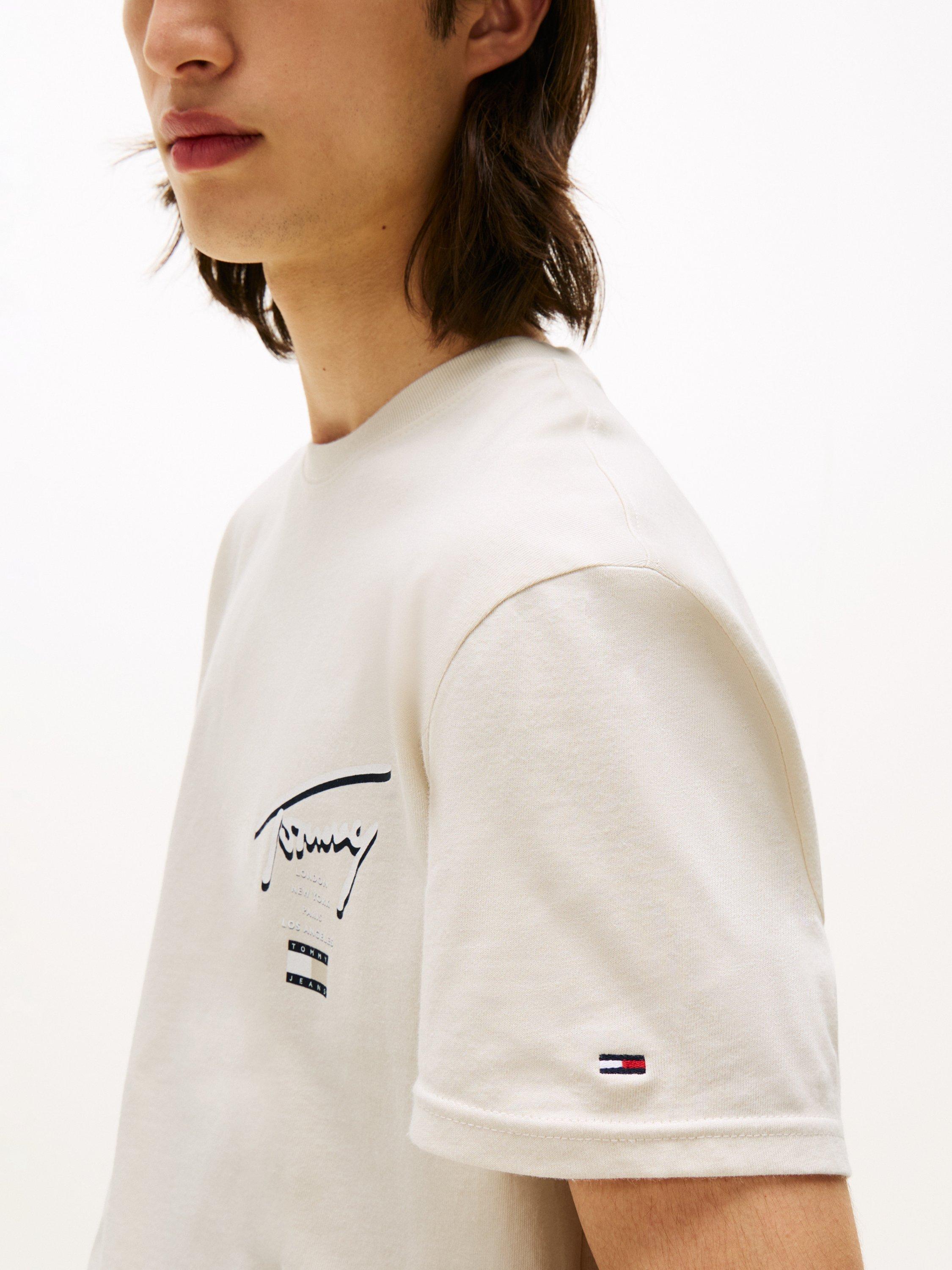Product image 4 of 5, which shows Tommy Jeans Cotton Regular Fit Short Sleeve Logo T-Shirt, Desert Sand Dune, M