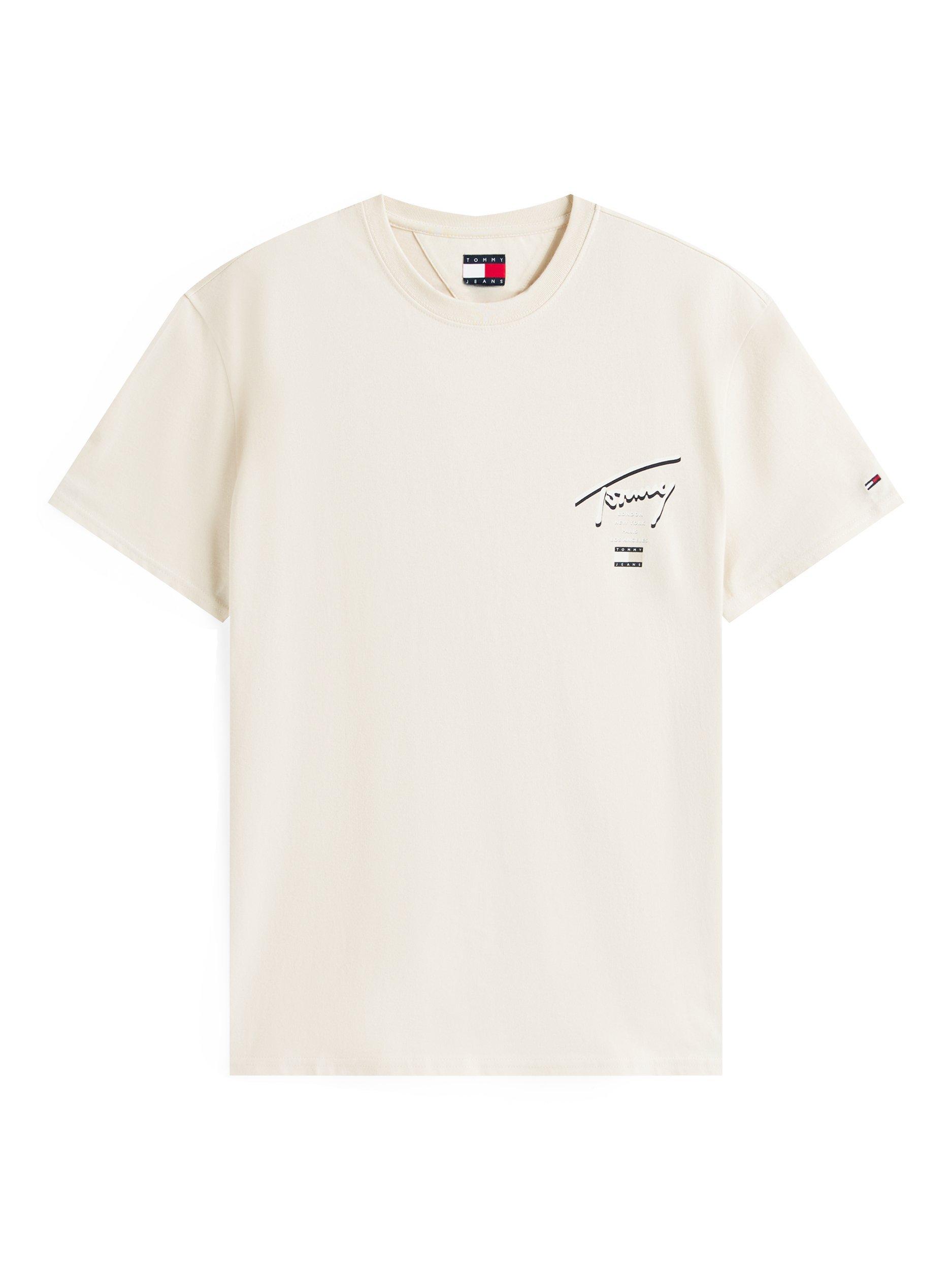 Product image 5 of 5, which shows Tommy Jeans Cotton Regular Fit Short Sleeve Logo T-Shirt, Desert Sand Dune, M