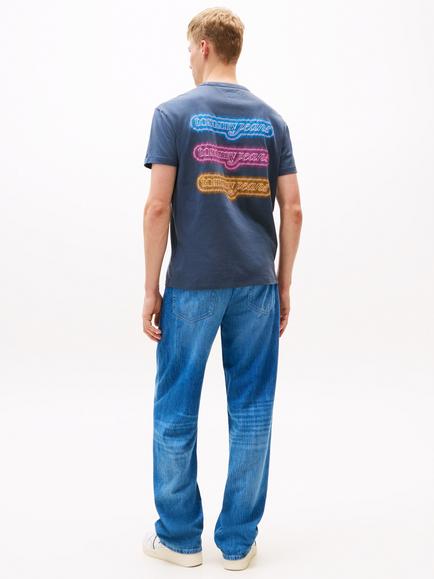 Tommy Jeans Cotton Regular Fit Coney Island NYC Graphic T-Shirt, Navy/Multi - view 2, Navy/Multi