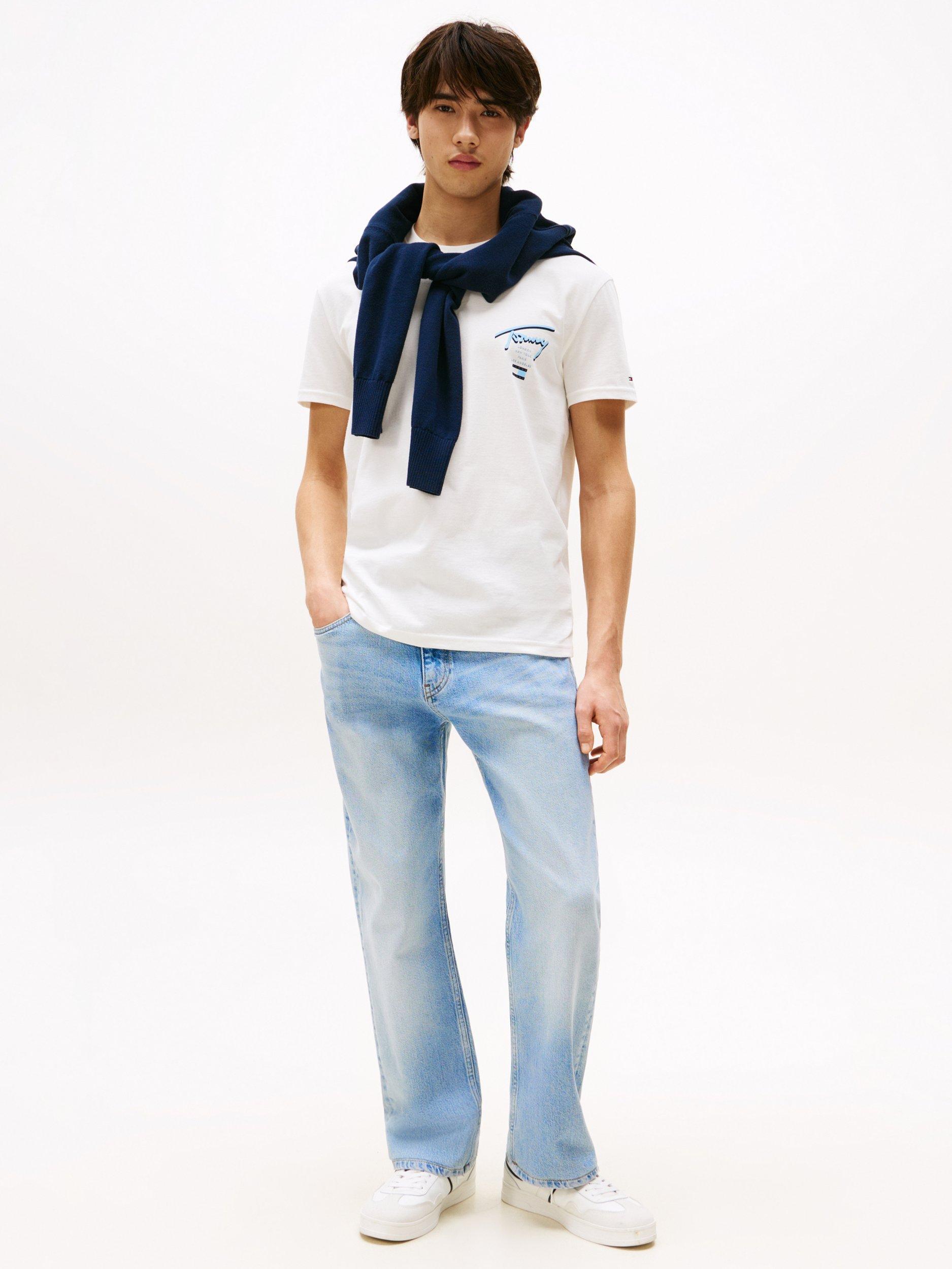 Product image 3 of 5, which shows Tommy Jeans Cotton Regular Fit Short Sleeve Cities Graphic T-Shirt, Ecru, L