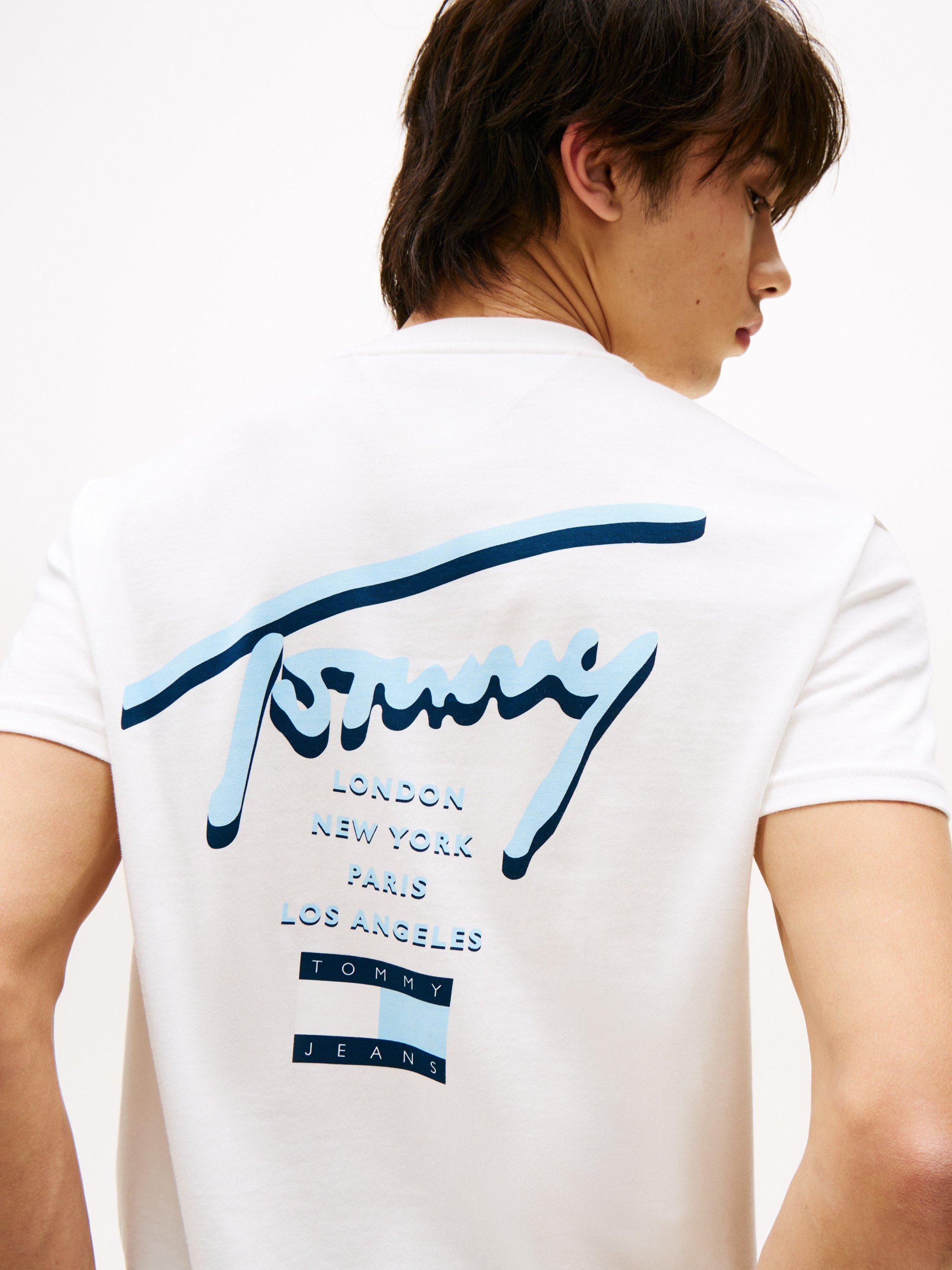 Product image 4 of 5, which shows Tommy Jeans Cotton Regular Fit Short Sleeve Cities Graphic T-Shirt, Ecru, L
