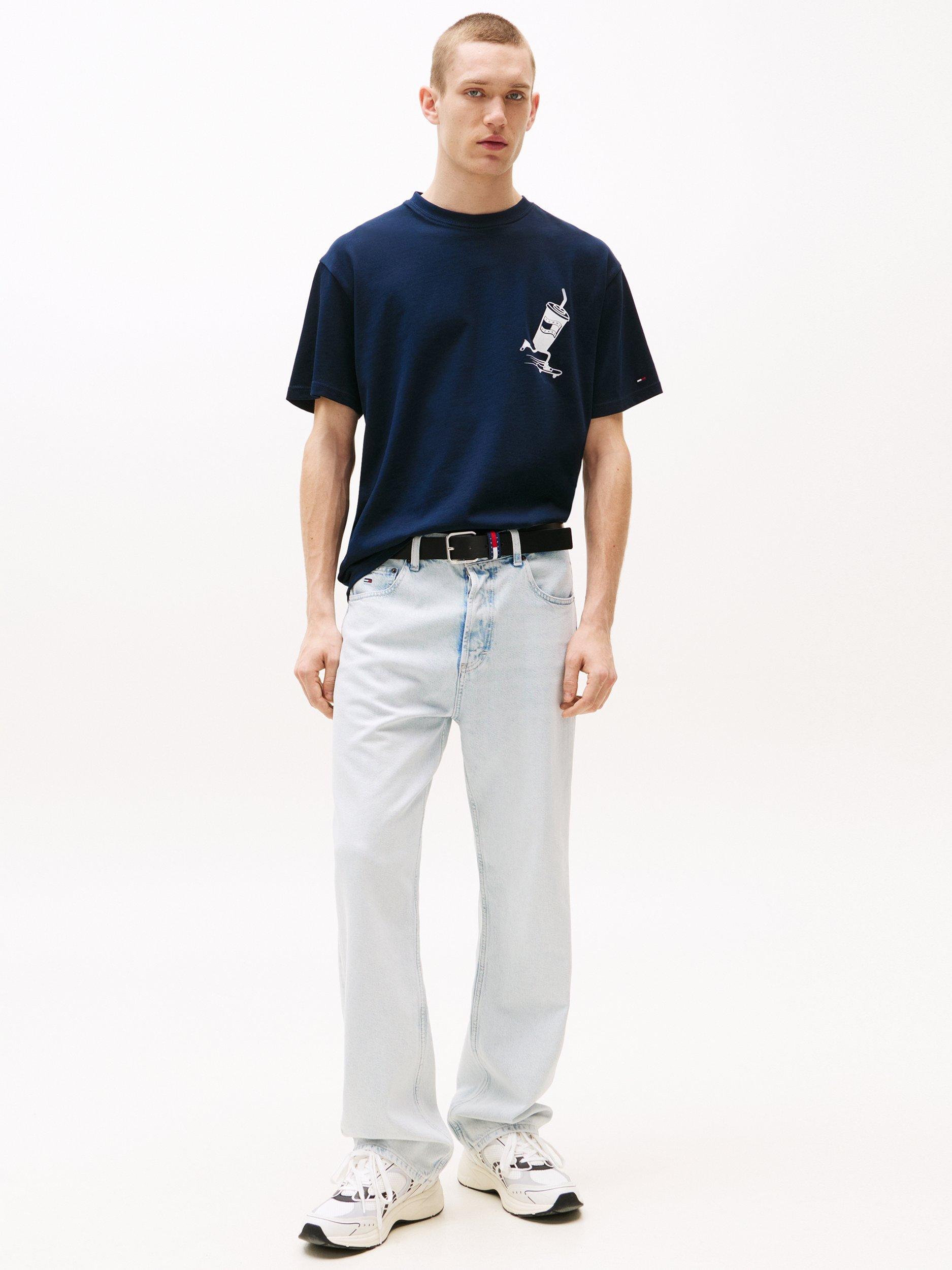 Product image 3 of 5, which shows Tommy Jeans Cotton  Fit Short Sleeve Skate Graphic T-Shirt, Navy/Multi, XS