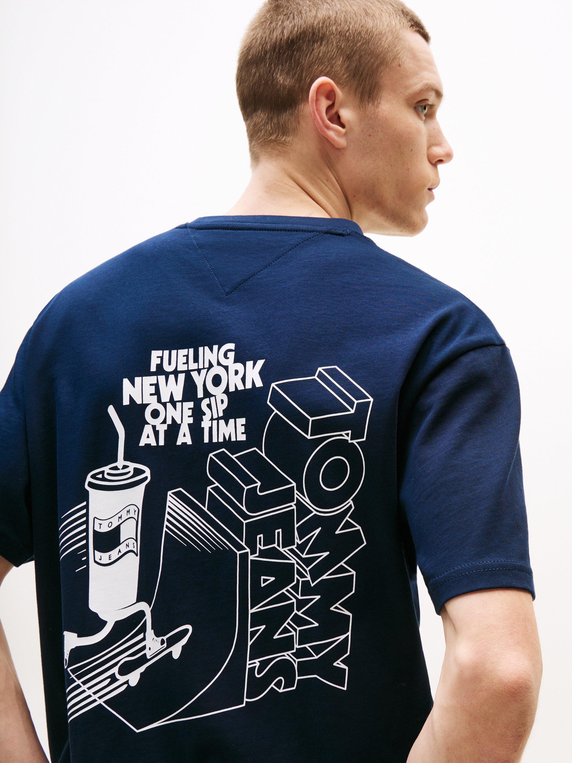 Product image 4 of 5, which shows Tommy Jeans Cotton  Fit Short Sleeve Skate Graphic T-Shirt, Navy/Multi, XS
