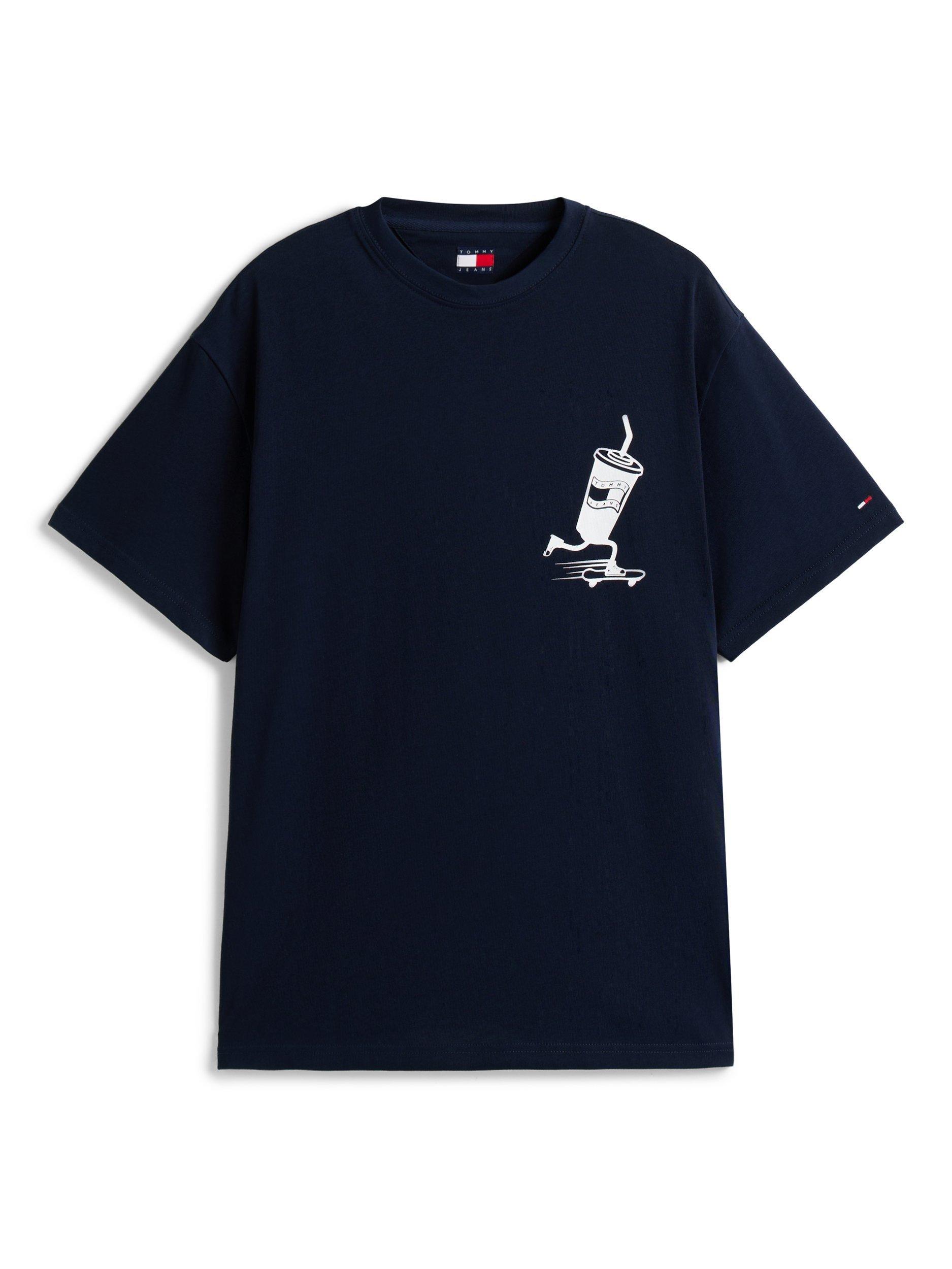 Product image 5 of 5, which shows Tommy Jeans Cotton  Fit Short Sleeve Skate Graphic T-Shirt, Navy/Multi, XS