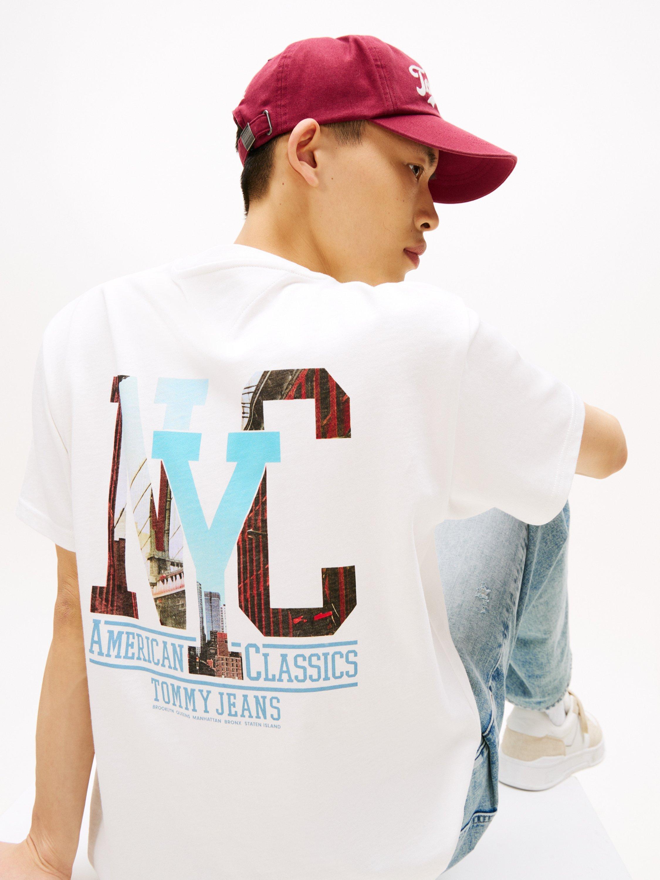 Product image 5 of 6, which shows Tommy Jeans Cotton Short Sleeve NYC Street Scene T-Shirt, Natural/Multi, XS