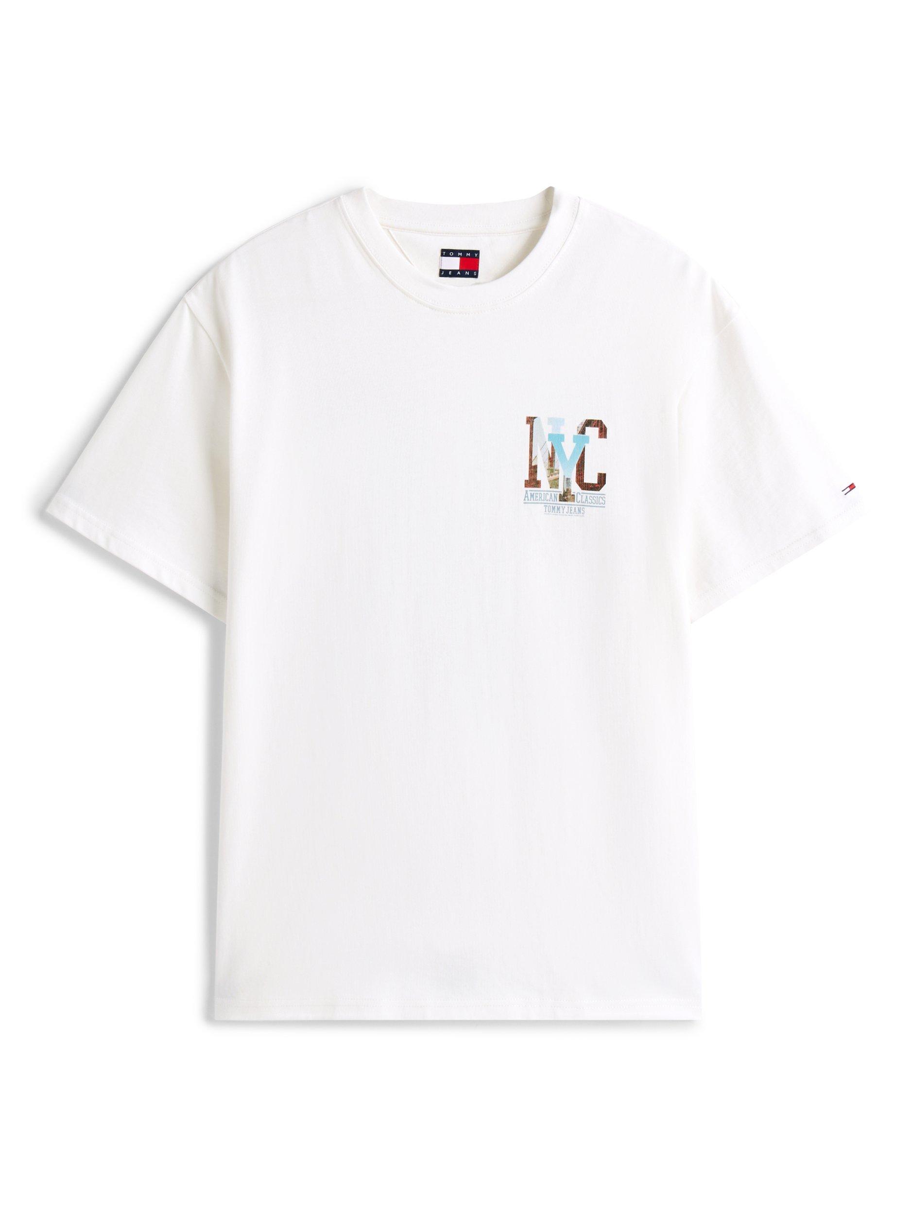Product image 6 of 6, which shows Tommy Jeans Cotton Short Sleeve NYC Street Scene T-Shirt, Natural/Multi, XS