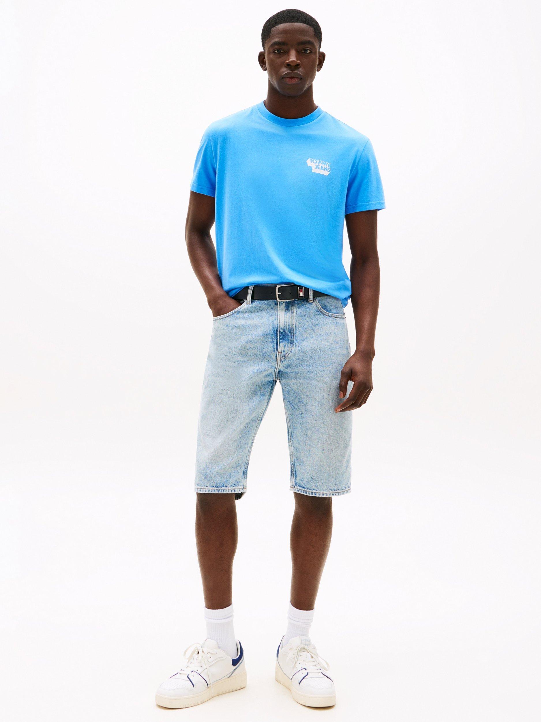 Product image 3 of 5, which shows Tommy Jeans Cotton Slim Fit Short Sleeve Logo T-Shirt, Copenhagen Blue, M