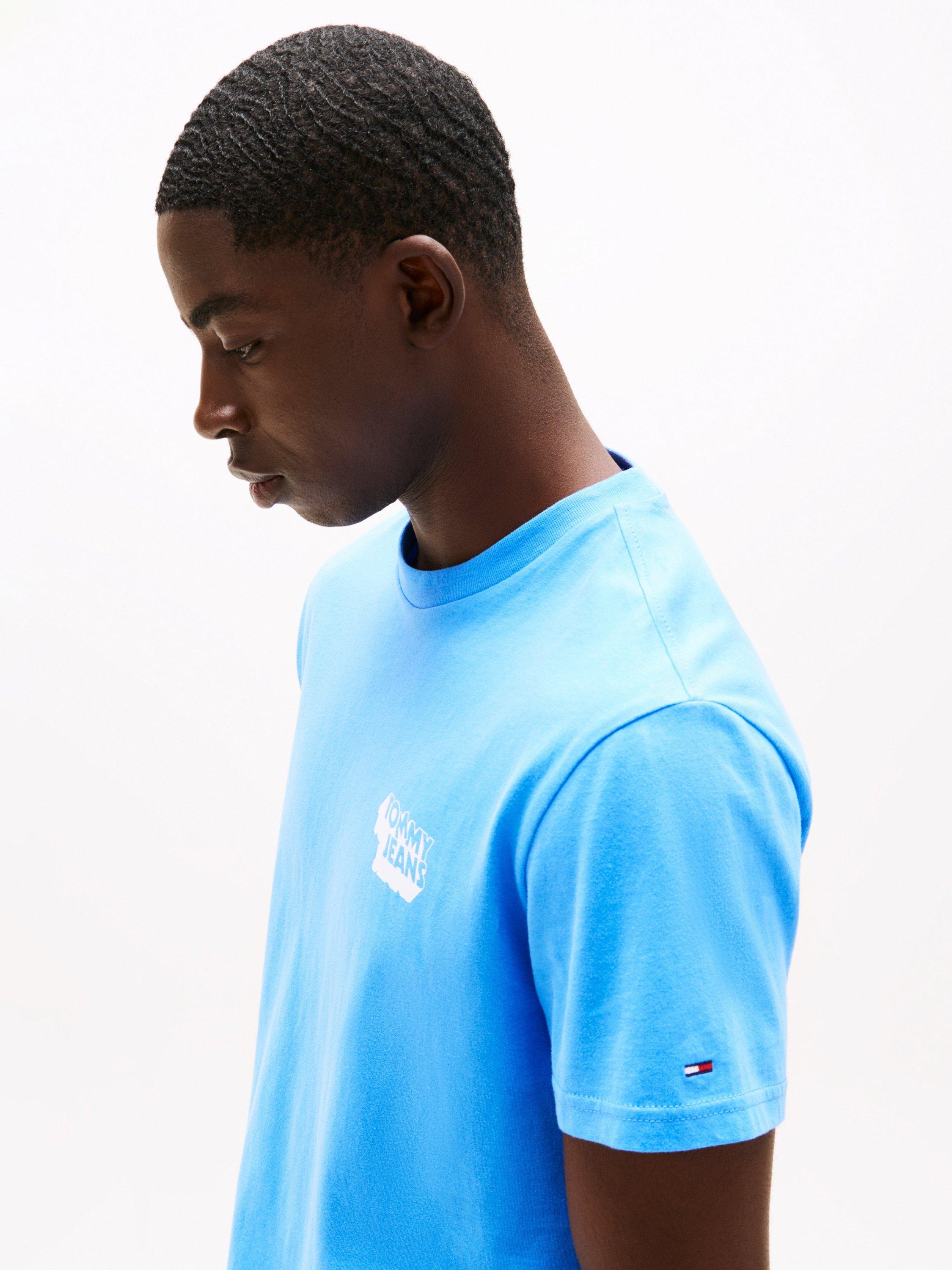 Product image 4 of 5, which shows Tommy Jeans Cotton Slim Fit Short Sleeve Logo T-Shirt, Copenhagen Blue, M