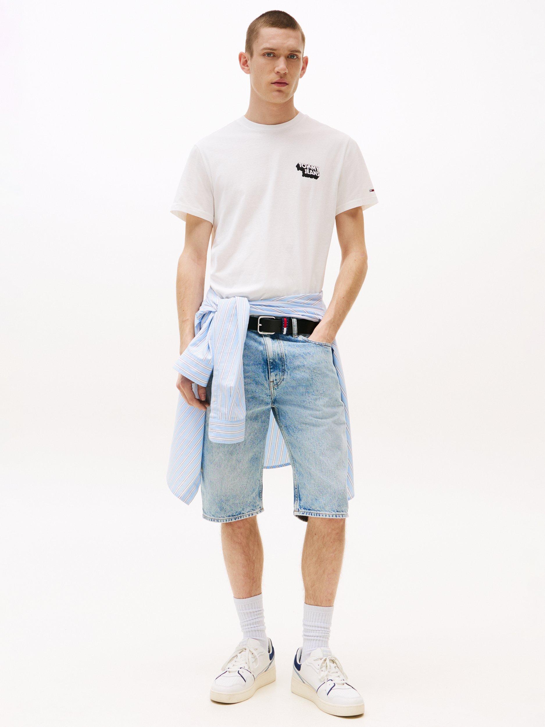 Product image 3 of 5, which shows Tommy Jeans Cotton Slim Fit Short Sleeve Logo T-Shirt, Ecru, XS
