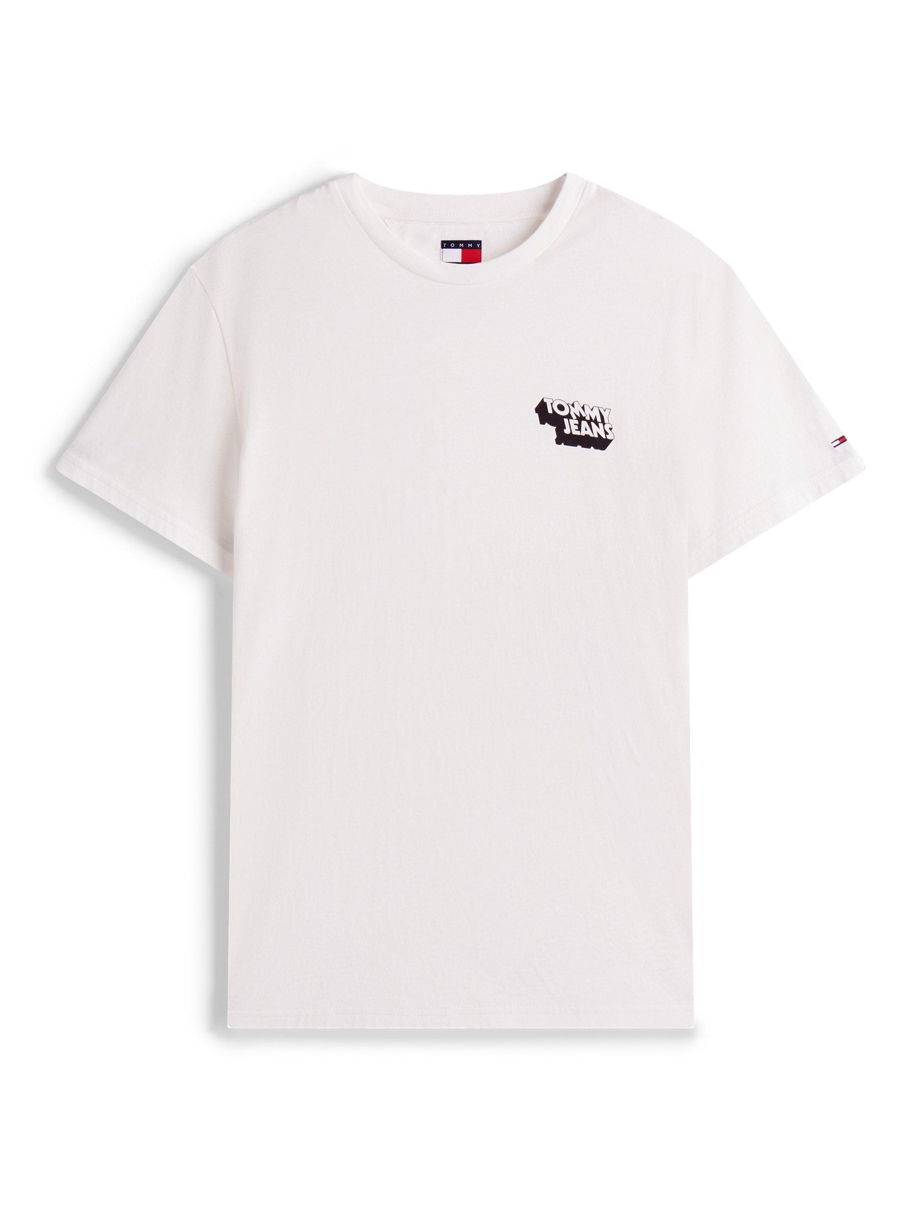 Product image 5 of 5, which shows Tommy Jeans Cotton Slim Fit Short Sleeve Logo T-Shirt, Ecru, XS