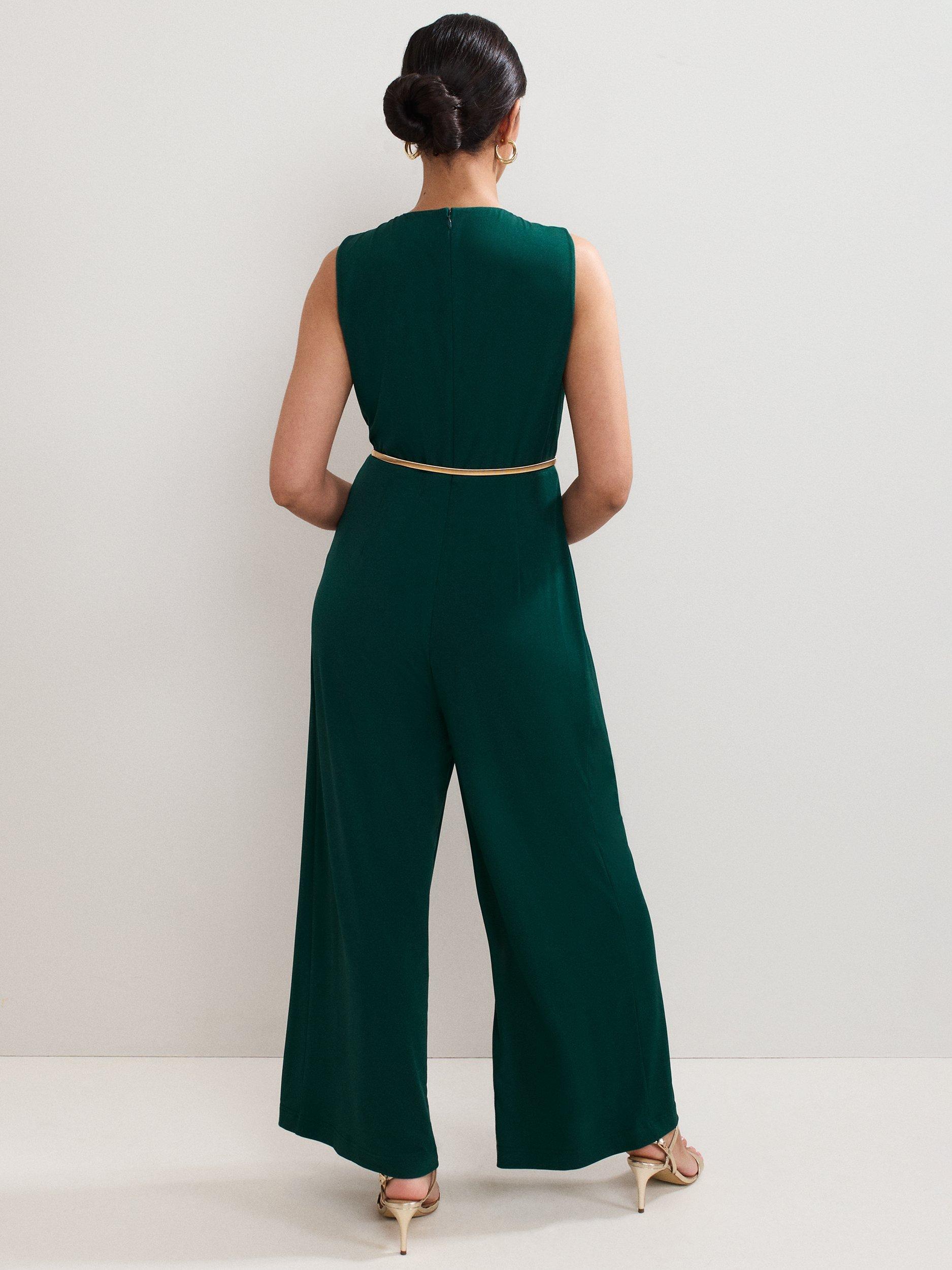 Product image 2 of 7, which shows Phase Eight Petite Alinda Belted Jumpsuit, Teal, 8