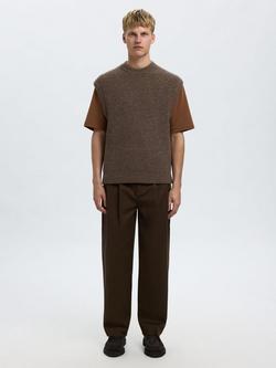 Selected Wool Blend Knitted Vest, Coffee Bean - view 2, Coffee Bean