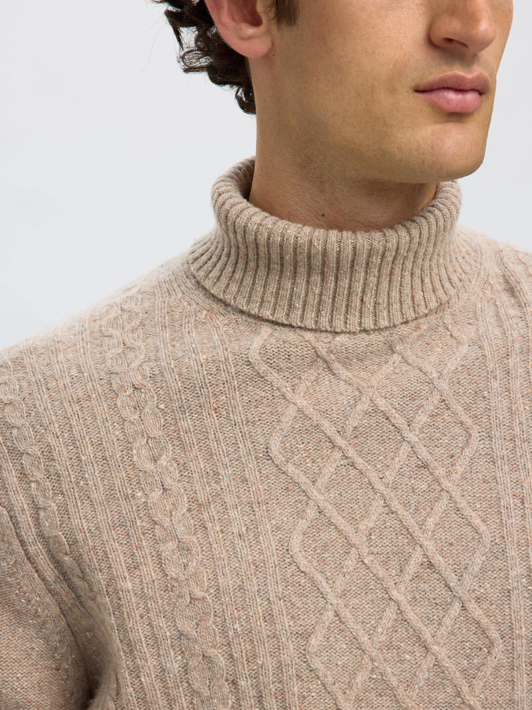 Product image 4 of 6, which shows Selected Neil Wool Blend Roll Neck Jumper, Oatmeal, M