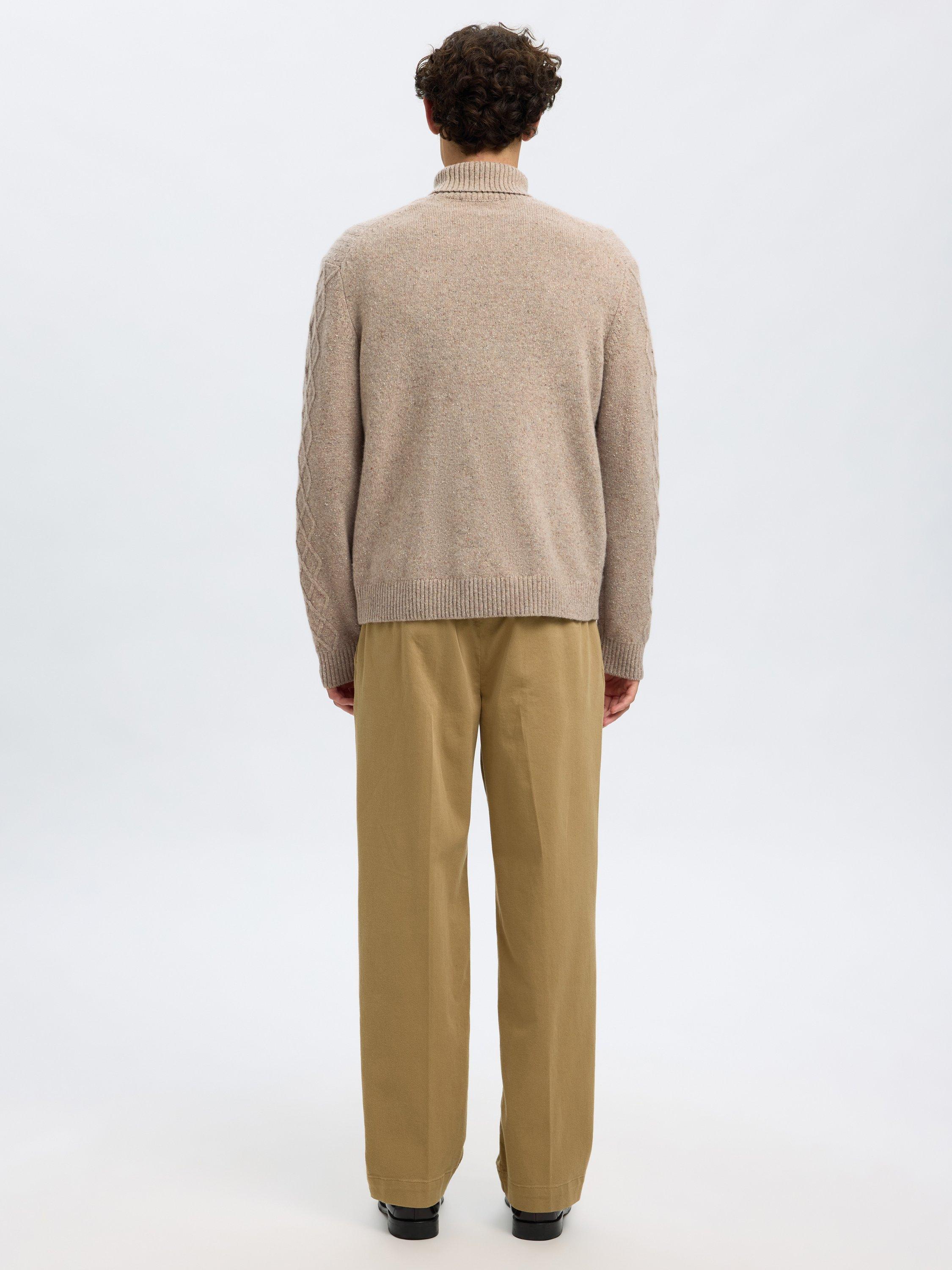 Product image 5 of 6, which shows Selected Neil Wool Blend Roll Neck Jumper, Oatmeal, M