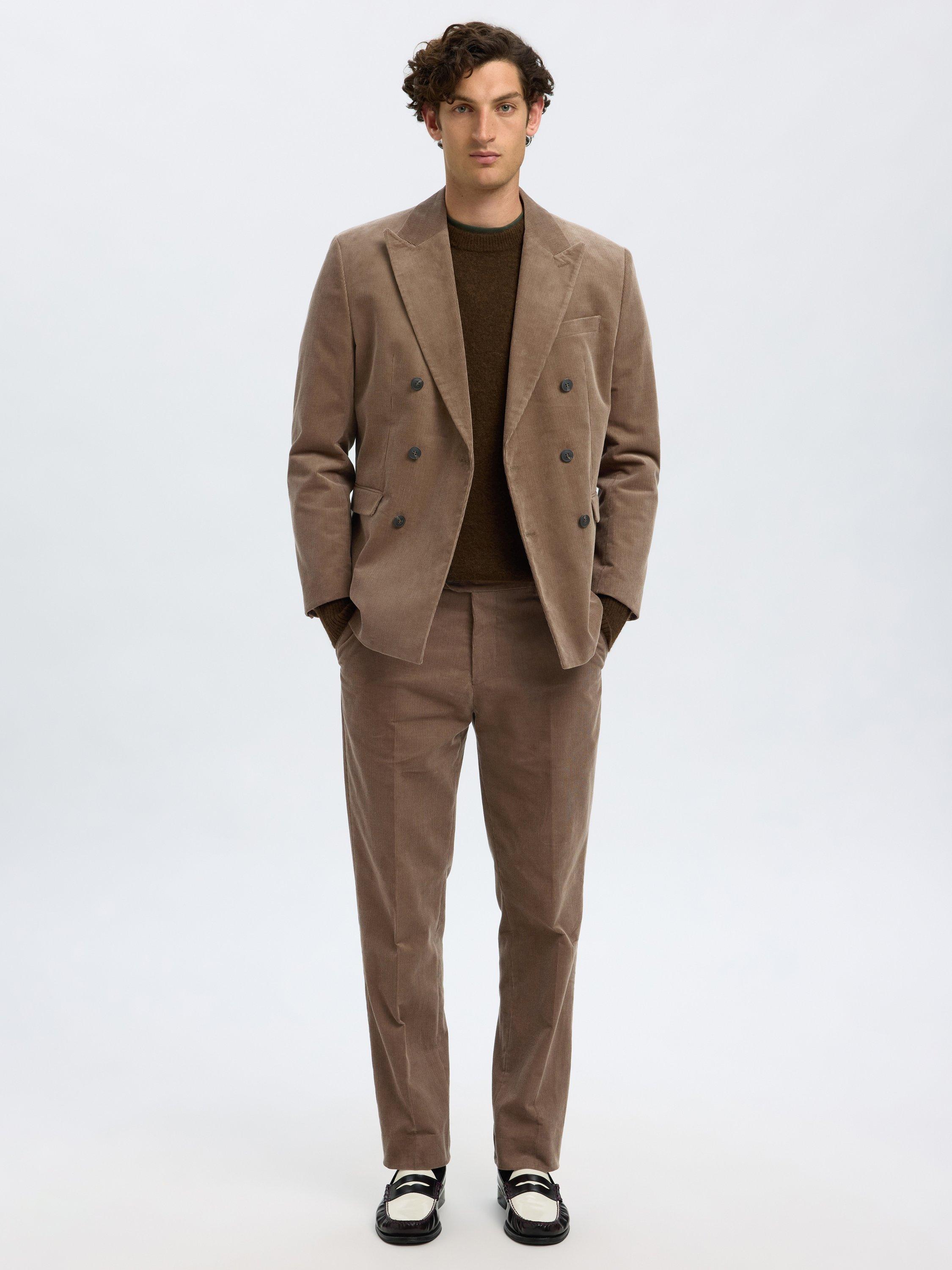 Product image 3 of 6, which shows Selected Duca Straight-Leg Chinos, Brownie, 30R