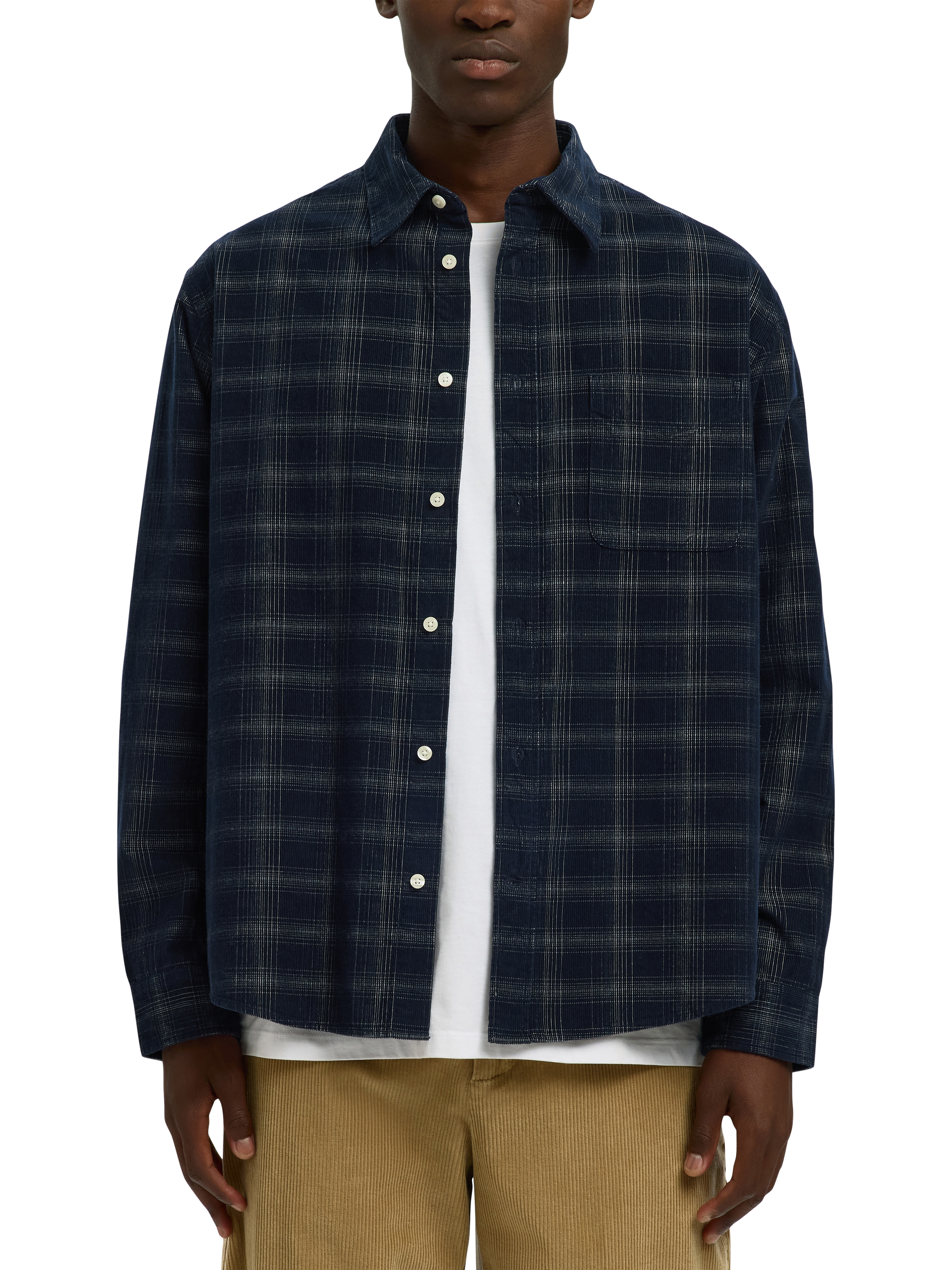 Selected Regular Fit Check Cordurory Overshirt
