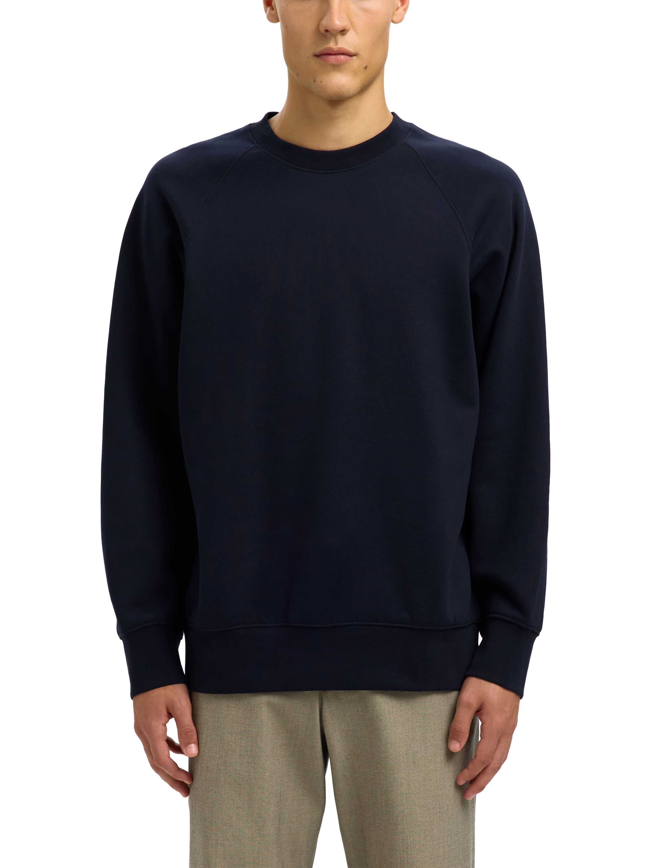 Product image 1 of 6, which shows Selected Relaxed Fit Crew Neck Cotton Jumper, Sky Captain, L