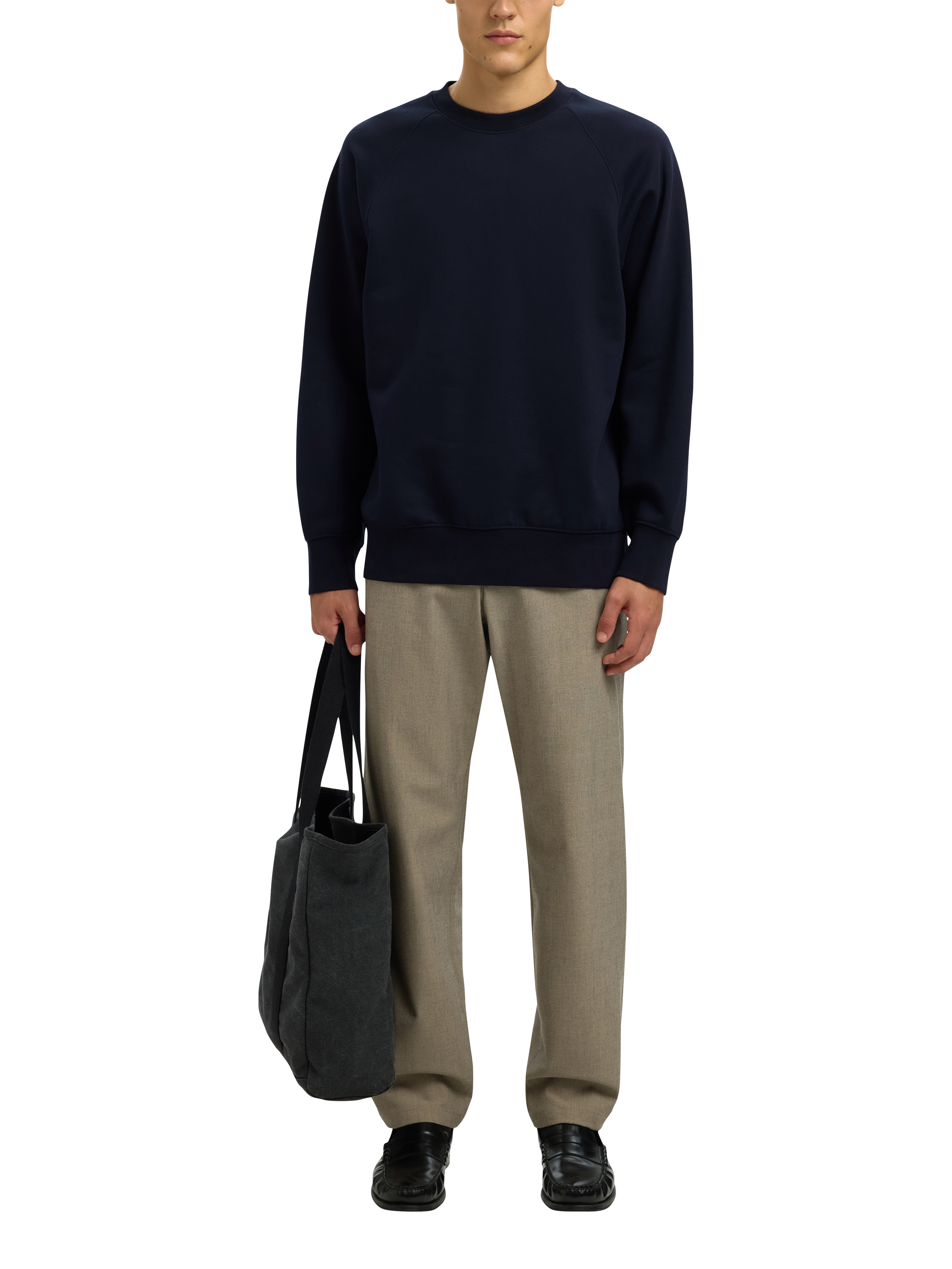 Product image 3 of 6, which shows Selected Relaxed Fit Crew Neck Cotton Jumper, Sky Captain, L