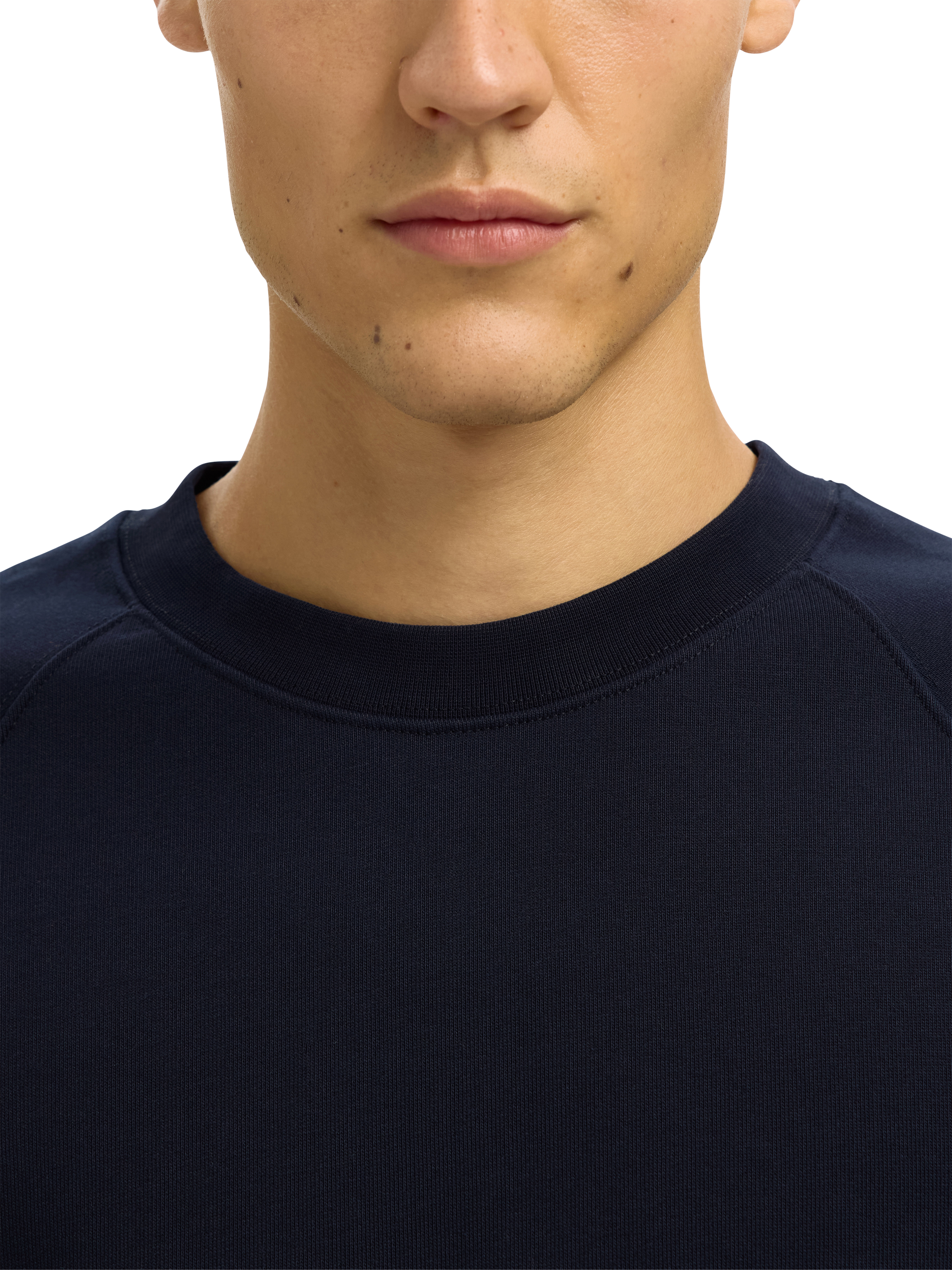 Product image 4 of 6, which shows Selected Relaxed Fit Crew Neck Cotton Jumper, Sky Captain, L