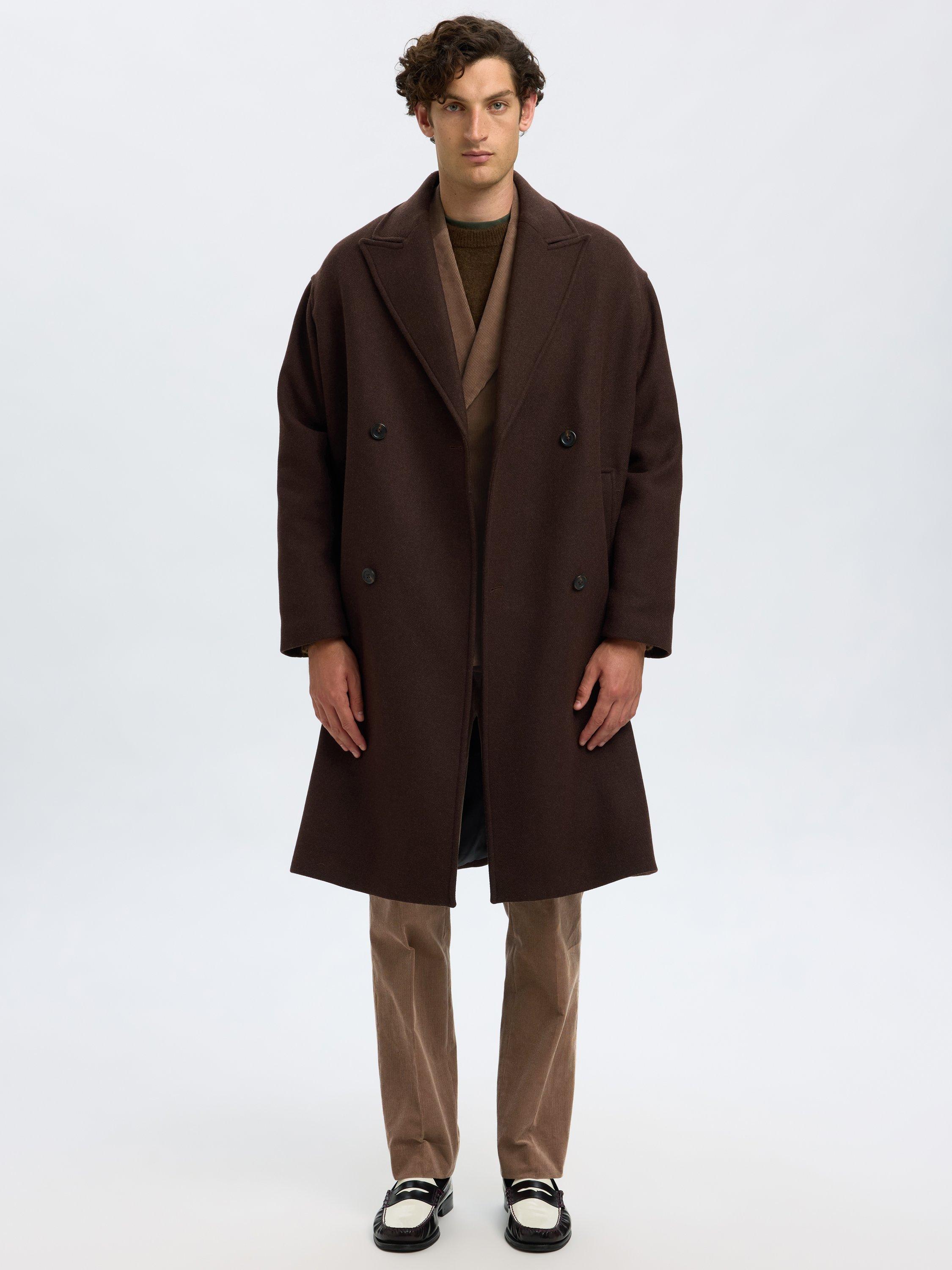 Product image 3 of 5, which shows Selected Duca Tailored Fit Cotton Double Breasted Suit Jacket, Brownie, 36R