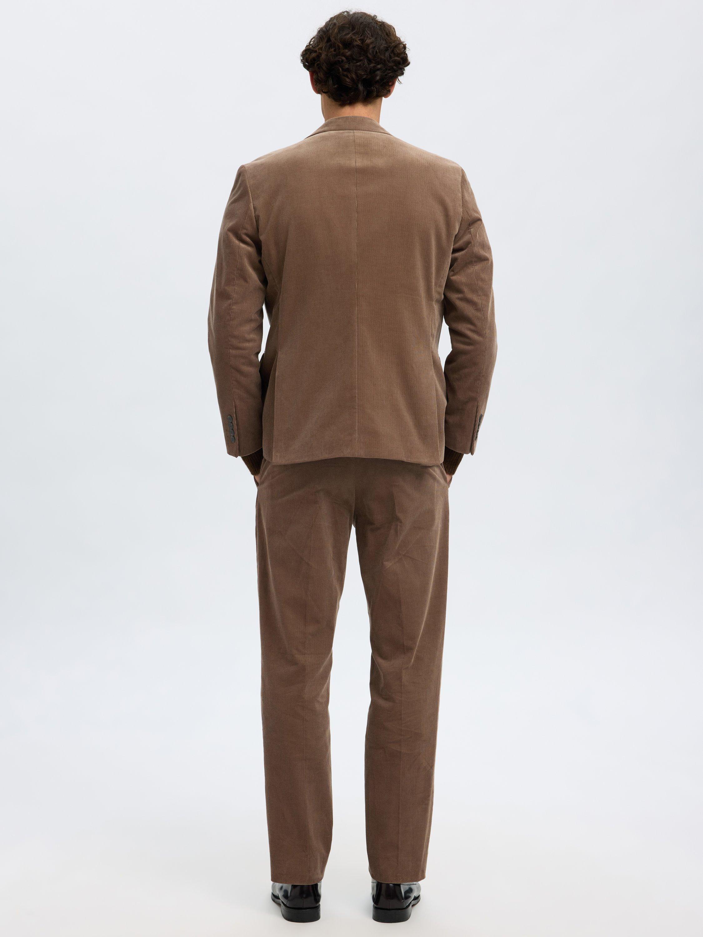 Product image 4 of 5, which shows Selected Duca Tailored Fit Cotton Double Breasted Suit Jacket, Brownie, 36R