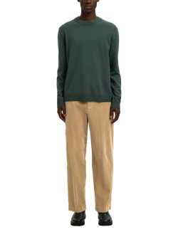 Selected Tailored Fit Cotton Blend Cord Suit Trousers, Kelp, Kelp