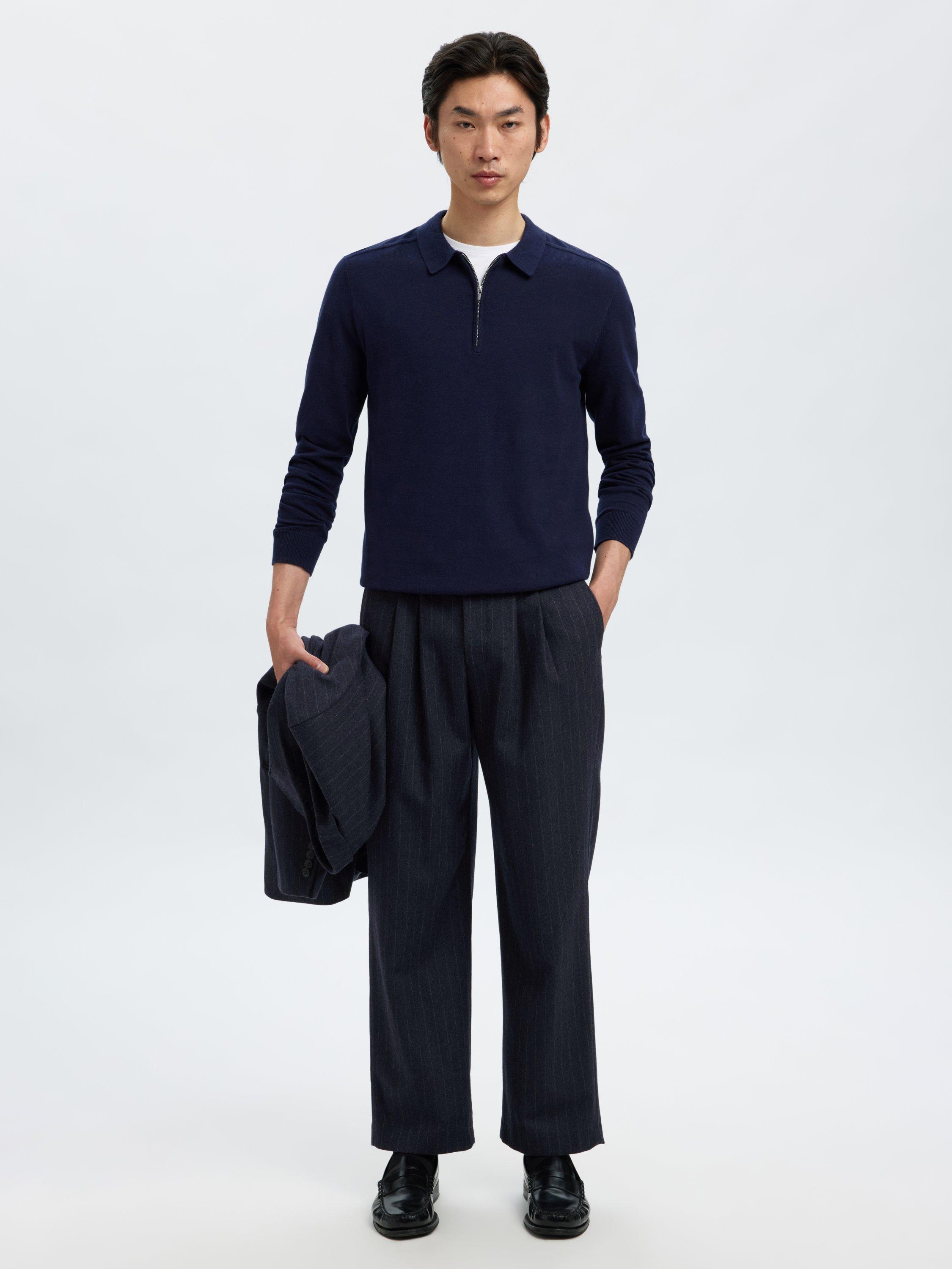 Product image 1 of 6, which shows Selected Anderson Tailored Fit Wool Blend Suit Trousers, Dark Navy, 30R