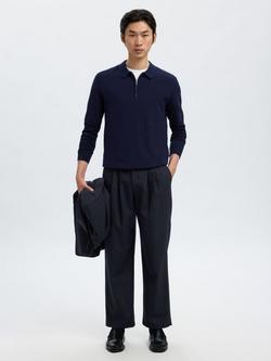 Selected Anderson Tailored Fit Wool Blend Suit Trousers, Dark Navy, Dark Navy