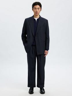 Selected Anderson Tailored Fit Wool Blend Suit Trousers, Dark Navy - view 2, Dark Navy