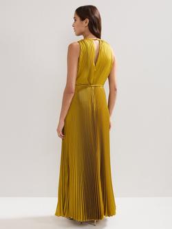Phase Eight Dionne Pleated Dress, Yellow - view 2, Yellow