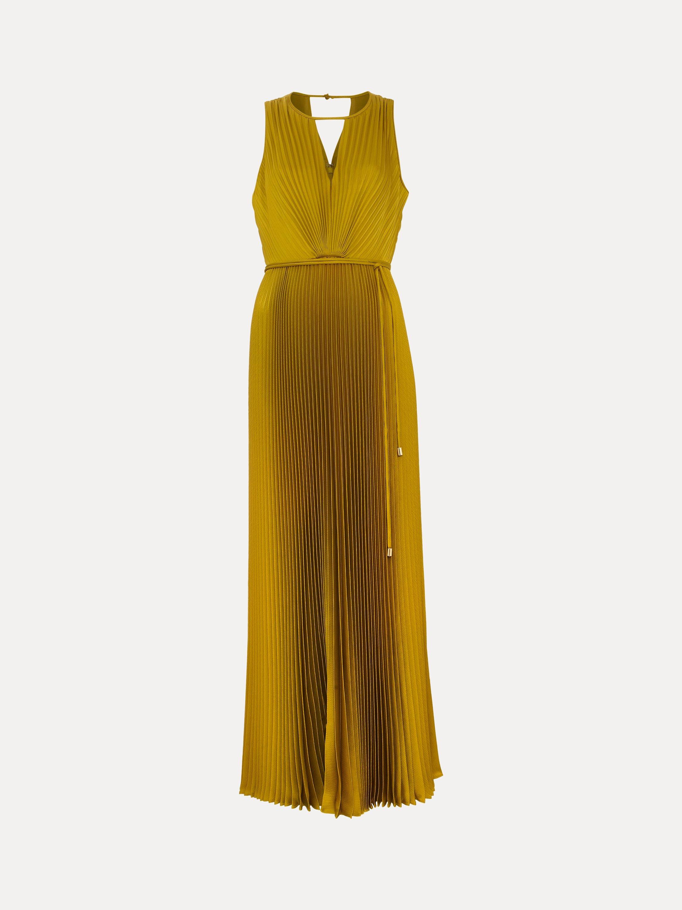 Product image 5 of 8, which shows Phase Eight Dionne Pleated Dress, Yellow, 6