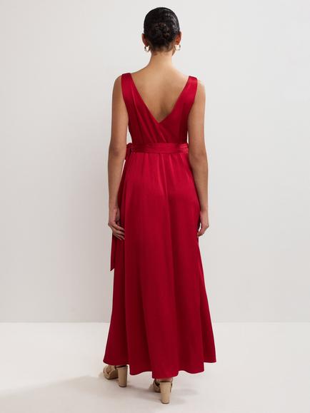 Phase Eight Emlyn Pleated Wrap Dress, Red - view 2, Red
