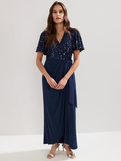 Phase Eight Janessa Sequin Bodice Dress, Navy, Navy