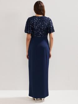 Phase Eight Janessa Sequin Bodice Dress, Navy - view 2, Navy