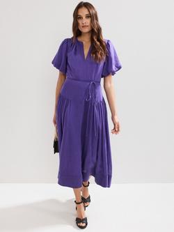 Phase Eight Kailey Puff Sleeve Midi Dress containing TENCEL™ Lyocell, Purple