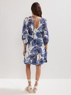 Phase Eight Kaya Floral Mini Dress, Blue - view 2, Blue