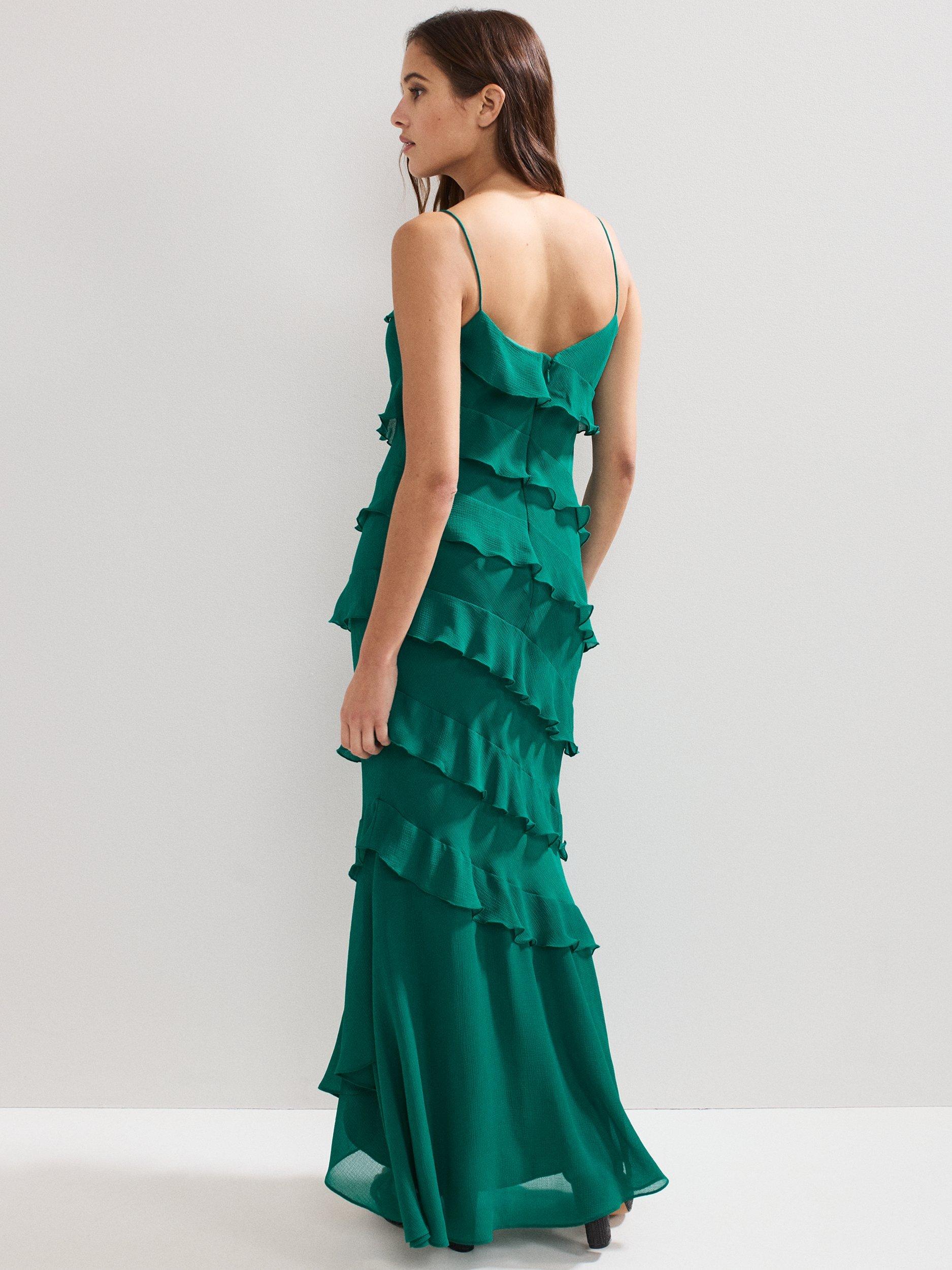 Product image 2 of 8, which shows Phase Eight Keegan Tiered Maxi Dress, Green, 10