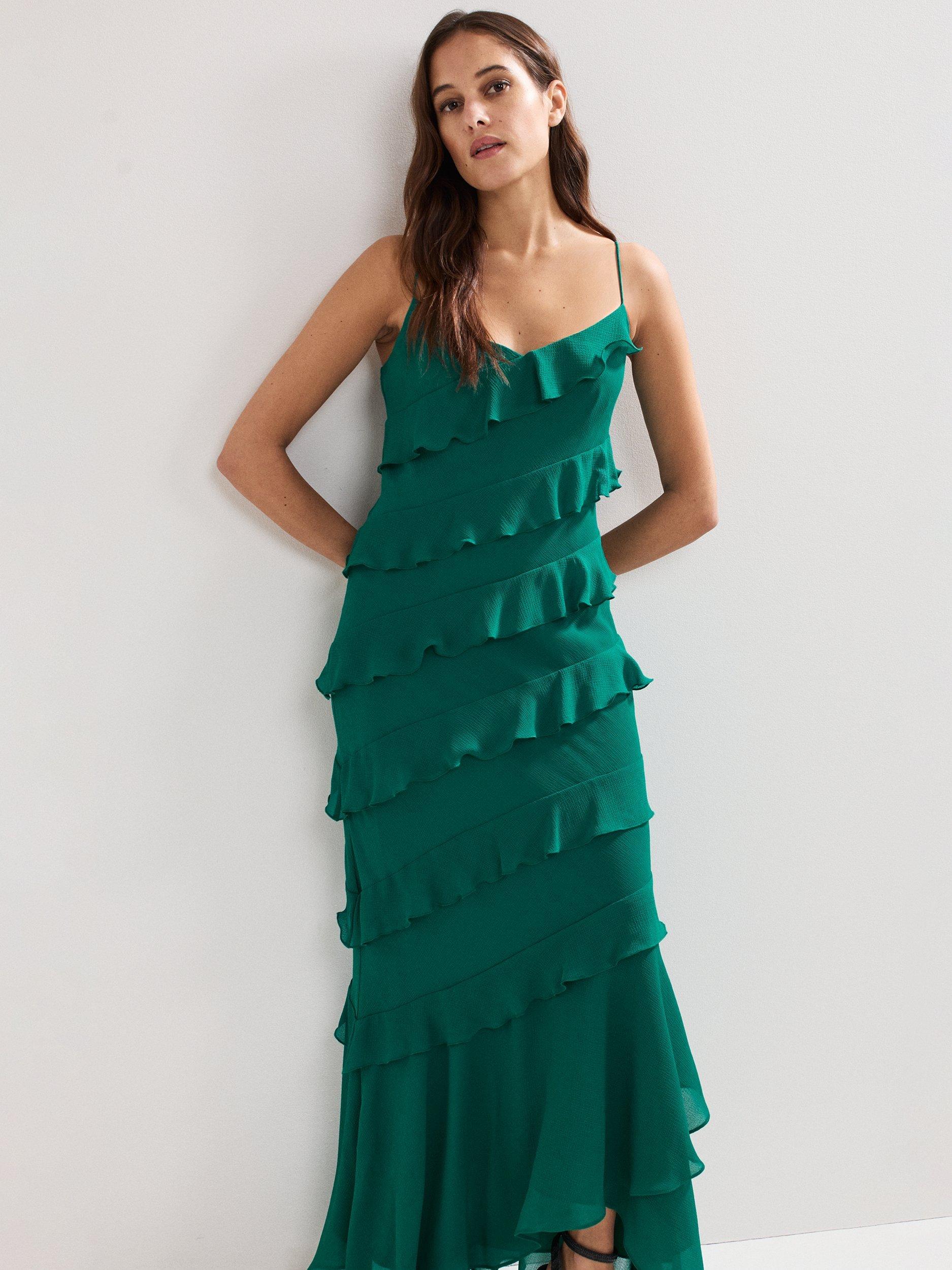 Product image 3 of 8, which shows Phase Eight Keegan Tiered Maxi Dress, Green, 10