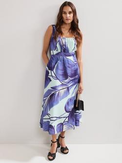 Phase Eight Linda Floral Midi Dress, Blue, Blue