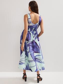 Phase Eight Linda Floral Midi Dress, Blue - view 2, Blue