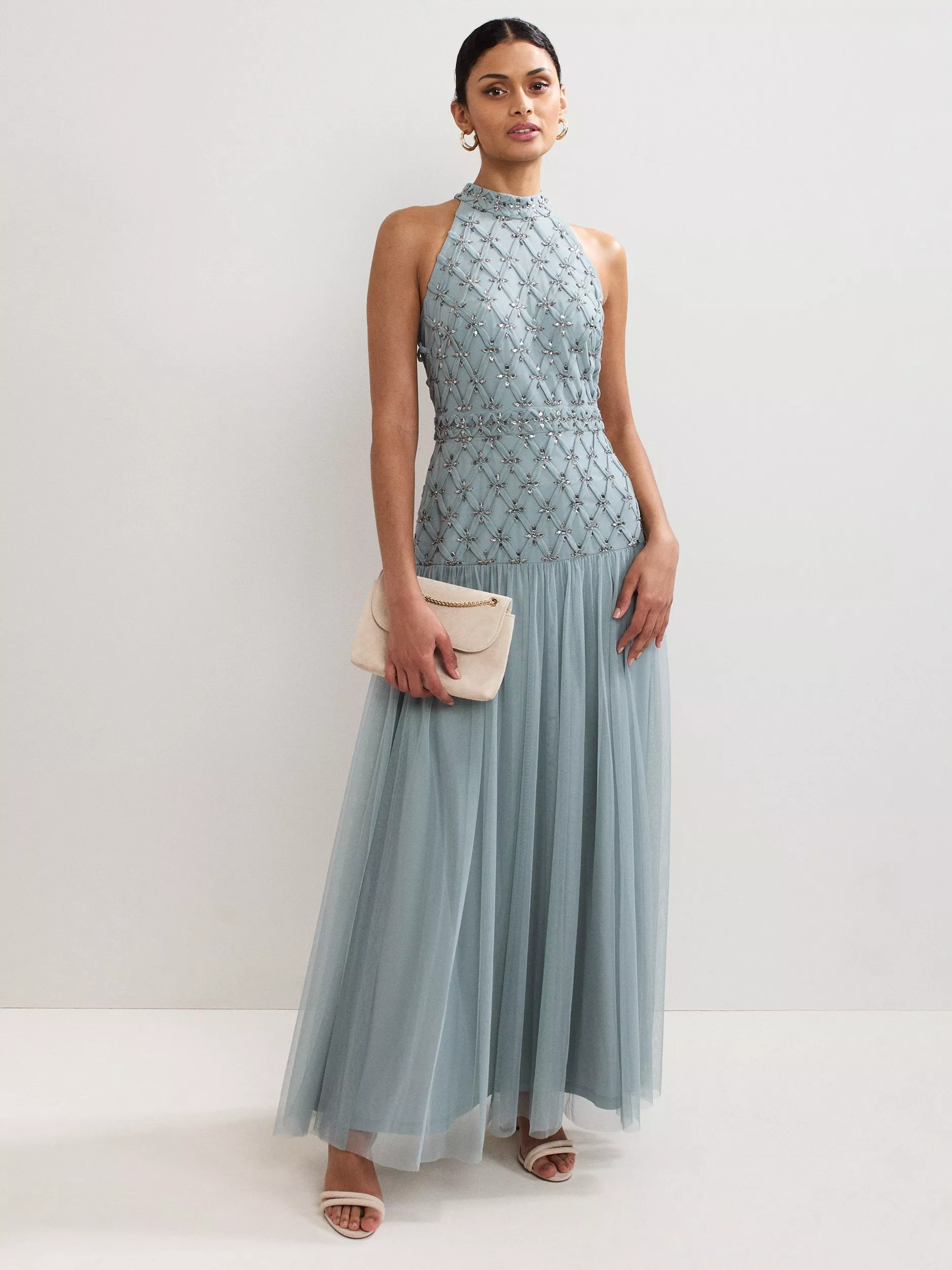 【関税込】PhaseEight ドレス☆Nola Embellished Halterneck Max Phase Eight Nola Embellished Halterneck Maxi Dress, Eau De Nil