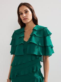 Phase Eight Nicolette Ruffle Cape Jacket, Green, Green