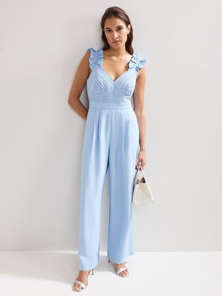 Phase Eight Moira Frill Sleeve Jumpsuit, Blue, Blue