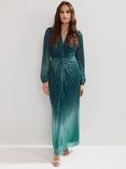 Phase Eight Cherene Metallic Ombre Maxi Dress, Green