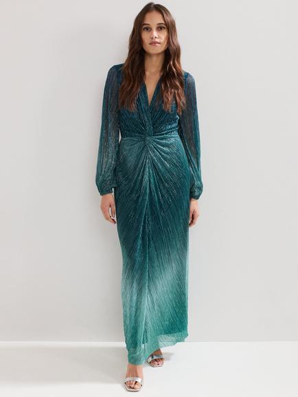 Phase Eight Cherene Metallic Ombre Maxi Dress, Green, Green