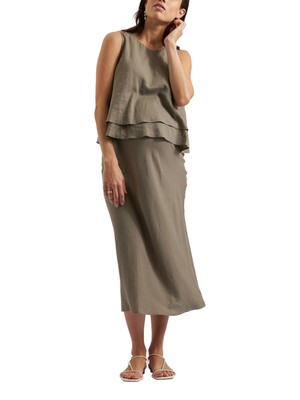 Ripe Debbie Linen Blend Maternity Skirt, Olive - view 2, Olive