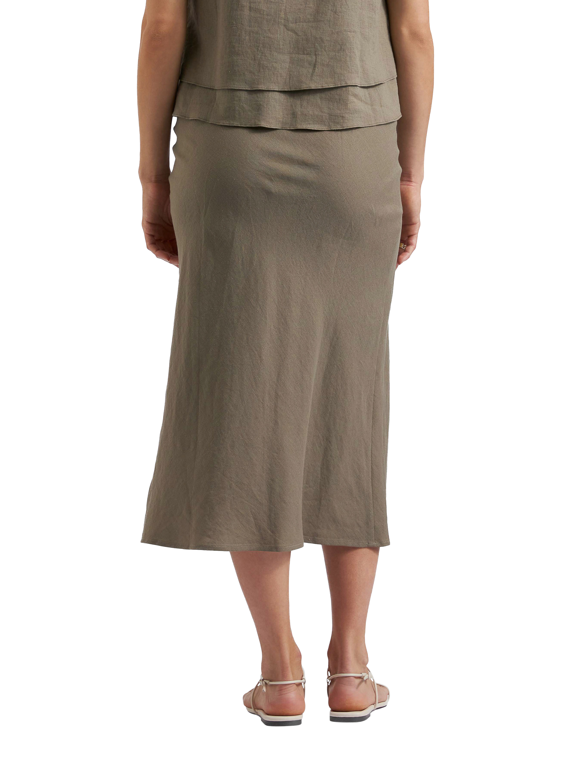 Product image 4 of 4, which shows Ripe Debbie Linen Blend Maternity Skirt, Olive, 6|8